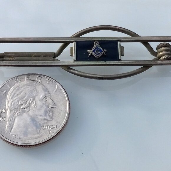 Swank Klip Masonic on Onyx Ground Neck Tie Bar Freemasonry - Picture 11 of 15